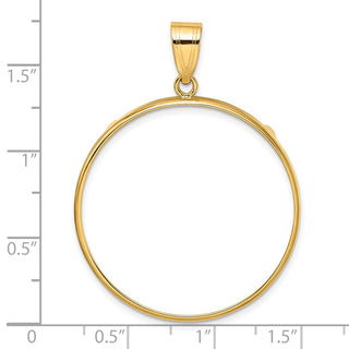 14k Yellow Gold 32.7mm Polished Prong Coin Bezel Pendant - Fits 1 oz American Eagle, 1 oz Cat, and 1 oz Krugerrand