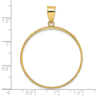 14k Yellow Gold 32.7mm Polished Prong Coin Bezel Pendant - Fits 1 oz American Eagle, 1 oz Cat, and 1 oz Krugerrand