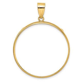 14k Yellow Gold 32.7mm Polished Prong Coin Bezel Pendant - Fits 1 oz American Eagle, 1 oz Cat, and 1 oz Krugerrand