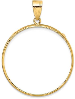 14k Yellow Gold 32.7mm Polished Prong Coin Bezel Pendant - Fits 1 oz American Eagle, 1 oz Cat, and 1 oz Krugerrand