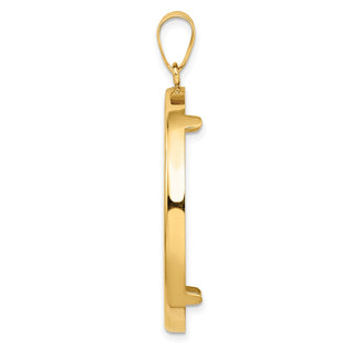 14k Yellow Gold 34.2mm Polished Prong Coin Bezel Pendant - Fits US $20 Liberty and US $20 St. Gaudens