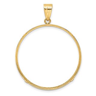 14k Yellow Gold 34.2mm Polished Prong Coin Bezel Pendant - Fits US $20 Liberty and US $20 St. Gaudens