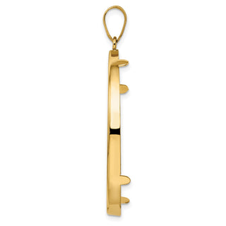 14k Yellow Gold 38.1mm Polished Prong Coin Bezel Pendant - Fits Statue of Liberty Silver Dollar, US Morgan Silver Dollar, and US Peace Silver Dollar
