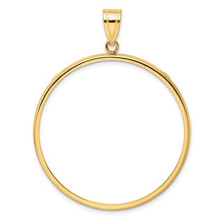 14k Yellow Gold 38.1mm Polished Prong Coin Bezel Pendant - Fits Statue of Liberty Silver Dollar, US Morgan Silver Dollar, and US Peace Silver Dollar