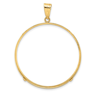 14k Yellow Gold 39.5mm Polished Prong Coin Bezel Pendant - Fits 4 Ducat