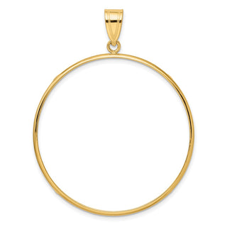14k Yellow Gold 39.5mm Polished Prong Coin Bezel Pendant - Fits 4 Ducat