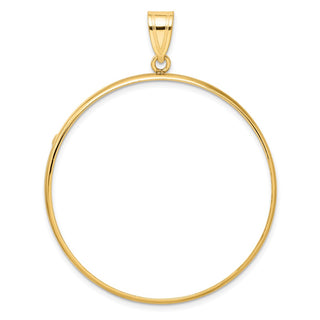 14k Yellow Gold Diamond Cut 40.6mm Polished Prong Coin Bezel Pendant