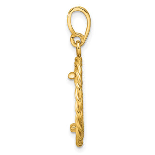 14k Yellow Gold Diamond-cut with Twisted Wire 15.0mm Prong Coin Bezel Pendant - Fits US $1 Type 2