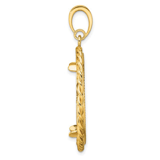 14k Yellow Gold Diamond-cut with Twisted Wire 27.0mm Prong Coin Bezel Pendant - Fits 1/2 oz American Eagle, US $10 Liberty, and Other Coins
