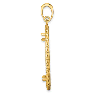 14k Yellow Gold Diamond-cut with Twisted Wire 32.0mm Prong Coin Bezel Pendant - Fits 1 oz Australian Nugget, 1 oz Kangaroo, 1 oz Panda, and Other Coins