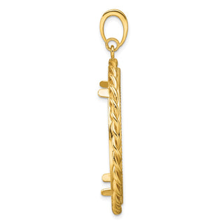14k Yellow Gold Diamond-cut with Twisted Wire 34.2mm Prong Coin Bezel Pendant - Fits US $20 Liberty and US $20 St. Gaudens