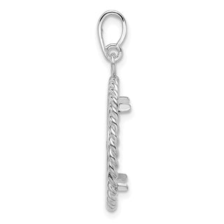14k White Gold 18mm Twisted Wire Prong Coin Bezel Pendant
