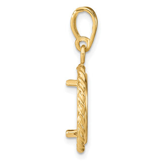 14k Yellow Gold 13mm Twisted Wire Prong Coin Bezel Pendant - Fits 2 Pesos and US $1