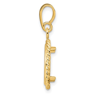 14k Yellow Gold 14mm Twisted Wire Prong Coin Bezel Pendant - Fits 1/20 oz Maple Leaf and Other Coins