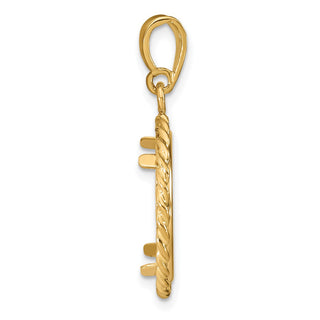 14k Yellow Gold 16mm Twisted Wire Prong Coin Bezel Pendant - Fits 1/10 oz Maple Leaf, Maple Leaf, and Other Coins