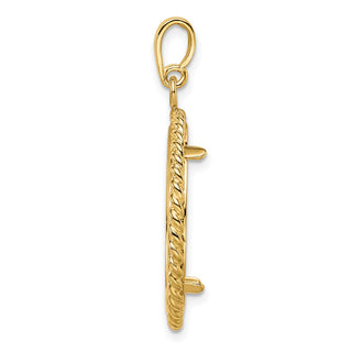 14k Yellow Gold 22mm Twisted Wire Prong Coin Bezel Pendant - Fits 1/4 oz American Eagle and Other Coins