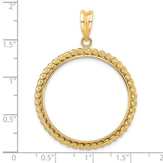 14k Yellow Gold 30mm Twisted Wire Prong Coin Bezel Pendant - Fits 1 oz Maple Leaf and 1/2 oz Cat
