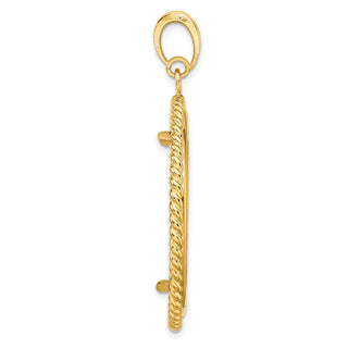 14k Yellow Gold 32mm Twisted Wire Prong Coin Bezel Pendant - Fits 1 oz Australian Nugget, 1 oz Kangaroo, 1 oz Panda, and Other Coins