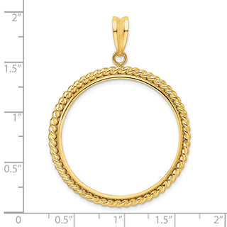 14k Yellow Gold 32mm Twisted Wire Prong Coin Bezel Pendant - Fits 1 oz Australian Nugget, 1 oz Kangaroo, 1 oz Panda, and Other Coins