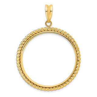 14k Yellow Gold 32mm Twisted Wire Prong Coin Bezel Pendant - Fits 1 oz Australian Nugget, 1 oz Kangaroo, 1 oz Panda, and Other Coins