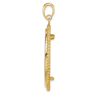 14k Yellow Gold 34.2mm Twisted Wire Prong Coin Bezel Pendant - Fits US $20 Liberty and US $20 St. Gaudens