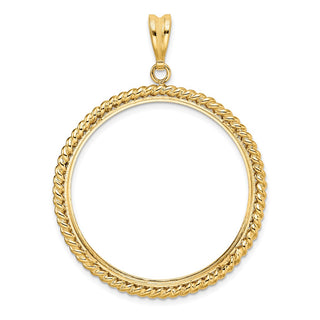 14k Yellow Gold 34.2mm Twisted Wire Prong Coin Bezel Pendant - Fits US $20 Liberty and US $20 St. Gaudens