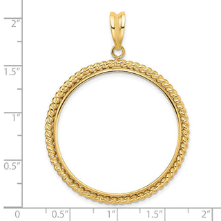 14k Yellow Gold 34.2mm Twisted Wire Prong Coin Bezel Pendant - Fits US $20 Liberty and US $20 St. Gaudens