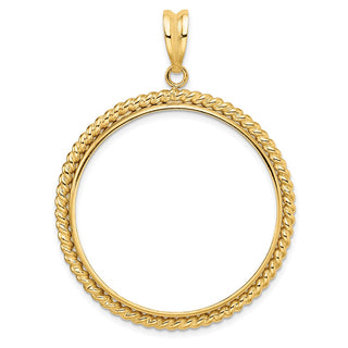 14k Yellow Gold 34.2mm Twisted Wire Prong Coin Bezel Pendant - Fits US $20 Liberty and US $20 St. Gaudens
