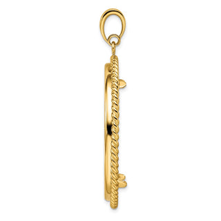 14k Yellow Gold 37mm Twisted Wire Prong Coin Bezel Pendant - Fits 50 Pesos and Centenario