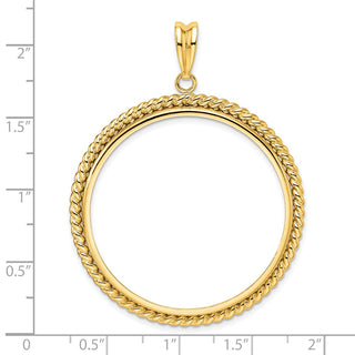 14k Yellow Gold 37mm Twisted Wire Prong Coin Bezel Pendant - Fits 50 Pesos and Centenario