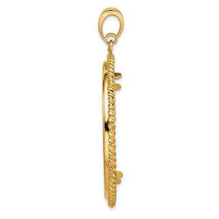 14k Yellow Gold 38.1mm Twisted Wire Prong Coin Bezel Pendant - Fits Statue of Liberty Silver Dollar, US Morgan Silver Dollar, and US Peace Silver Dollar
