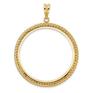 14k Yellow Gold 38.1mm Twisted Wire Prong Coin Bezel Pendant - Fits Statue of Liberty Silver Dollar, US Morgan Silver Dollar, and US Peace Silver Dollar