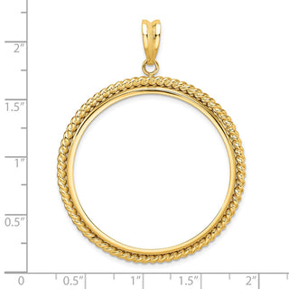 14k Yellow Gold 38.1mm Twisted Wire Prong Coin Bezel Pendant - Fits Statue of Liberty Silver Dollar, US Morgan Silver Dollar, and US Peace Silver Dollar