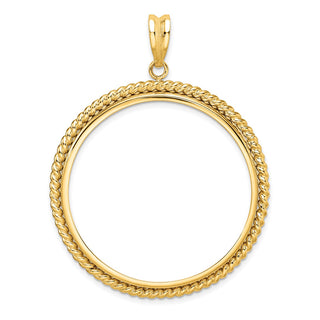 14k Yellow Gold 38.1mm Twisted Wire Prong Coin Bezel Pendant - Fits Statue of Liberty Silver Dollar, US Morgan Silver Dollar, and US Peace Silver Dollar