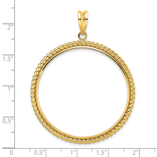14k Yellow Gold 39.5mm Twisted Wire Prong Coin Bezel Pendant - Fits 4 Ducat