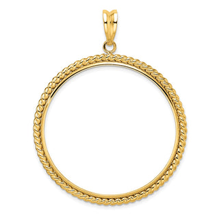14k Yellow Gold 39.5mm Twisted Wire Prong Coin Bezel Pendant - Fits 4 Ducat