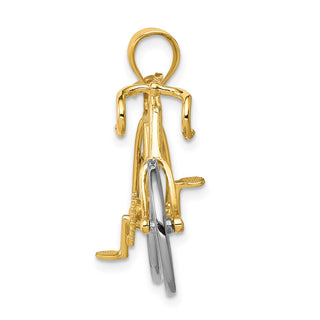 14k Yellow and White Gold Large Two-Tone 3-D Bicycle Pendant