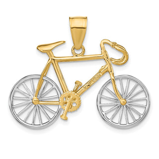 14k Yellow and White Gold Large Two-Tone 3-D Bicycle Pendant