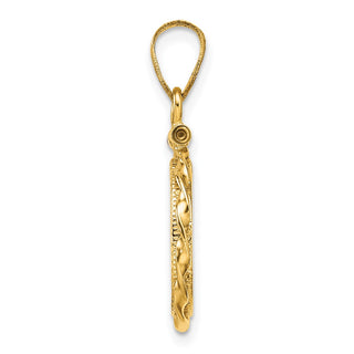 14k Yellow Gold Polished Hand Twisted Ribbon and Diamond-cut 13.0mm x 1.1mm Screw Top Coin Bezel Pendant - Fits 2 Pesos