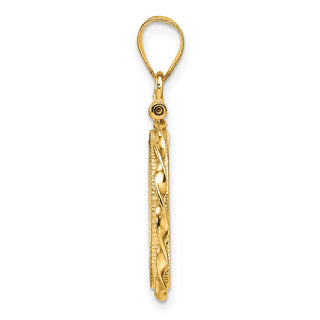14k Yellow Gold Polished Hand Twisted Ribbon and Diamond-cut 16.0mm x 1.35mm Screw Top Coin Bezel Pendant - Fits Maple Leaf