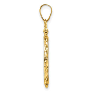 14k Yellow Gold Polished Hand Twisted Ribbon and Diamond-cut 17.8mm x 1.35mm Screw Top Coin Bezel Pendant - Fits US $2.50 Liberty and Other Coins