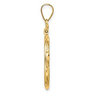 14k Yellow Gold Polished Hand Twisted Ribbon and Diamond-cut 18.0mm x 1.35mm Screw Top Coin Bezel Pendant - Fits 1/10 oz Cat, 1/10 oz Panda, and US Dime