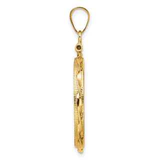 14k Yellow Gold Polished Hand Twisted Ribbon and Diamond-cut 21.6mm x 1.7mm Screw Top Coin Bezel Pendant - Fits US $5 Bald Eagle, US $5 Congressional, US $5 Liberty, and Other Coins