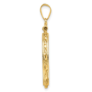 14k Yellow Gold Polished Hand Twisted Ribbon and Diamond-cut 22.0mm x 1.9mm Screw Top Coin Bezel Pendant - Fits 1/4 oz American Eagle and Other Coins