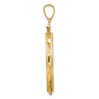 14k Yellow Gold Polished Hand Twisted Ribbon and Diamond-cut 25.0mm x 2.35mm Screw Top Coin Bezel Pendant - Fits 1/2 oz Maple Leaf and Other Coins
