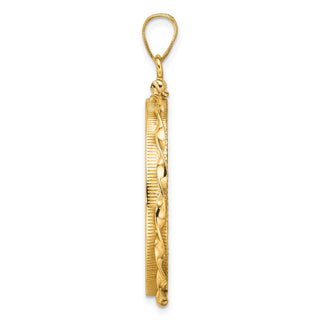 14k Yellow Gold Polished Hand Twisted Ribbon and Diamond-cut 27.0mm x 2.35mm Screw Top Coin Bezel Pendant - Fits 1/2 oz American Eagle, US $10 Liberty, and Other Coins