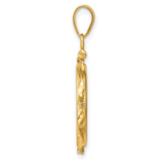 14k Yellow Gold 16mm Hand Twisted Ribbon Screw Top Coin Bezel Pendant - Fits 1/10 oz Maple Leaf, Maple Leaf, and Other Coins