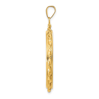 14k Yellow Gold 30mm Hand Twisted Ribbon Screw Top Coin Bezel Pendant - Fits 1 oz Maple Leaf and 1/2 oz Cat