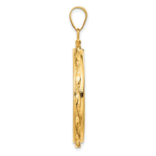 14k Yellow Gold 32.7mm Hand Twisted Ribbon Screw Top Coin Bezel Pendant - Fits 1 oz American Eagle, 1 oz Cat, and 1 oz Krugerrand