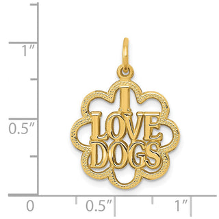 14k Yellow Gold I Love Dogs Charm